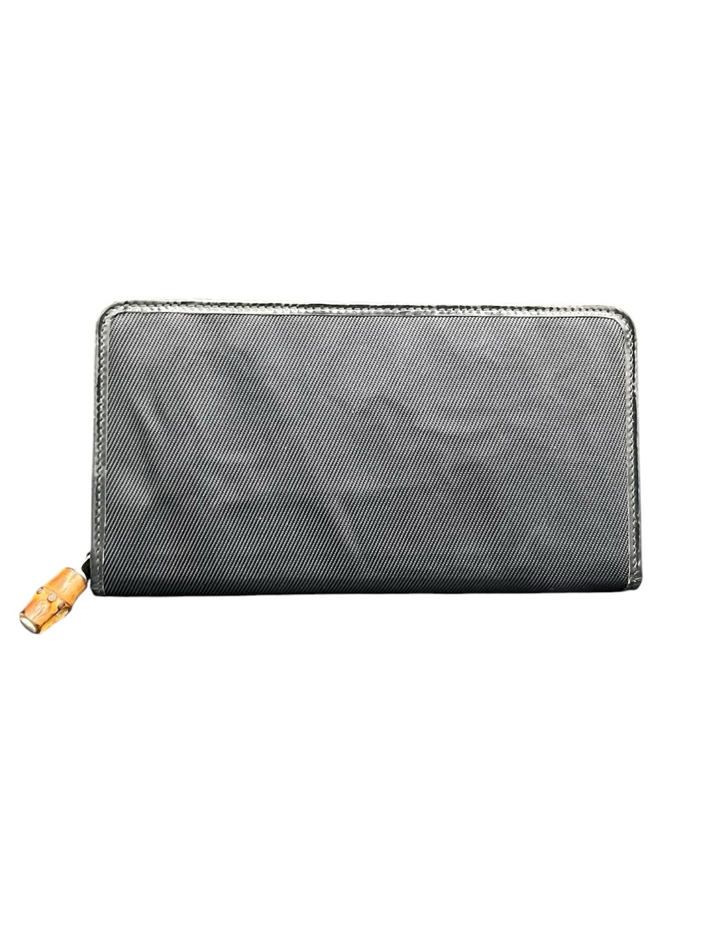 Gucci Vintage Nylon & Patent Leather Long Wallet w/ Bamboo Zipper Pull